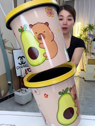 【拍一发二】大号加厚卡皮巴拉卡通压圈垃圾桶大容量家用塑料#好物推荐🔥 #家居好物 #家庭必备 #生活必备