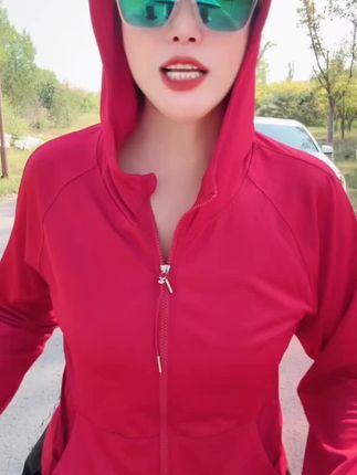 XVRV秋季2025连帽外套速干防晒衣运动凉感跑步帽衫女健身服