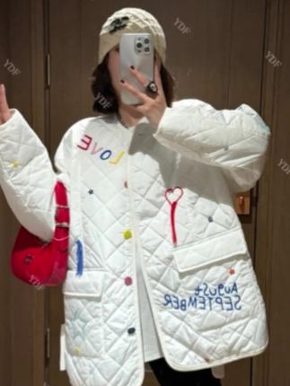 YDFSTUDIO小众【甜酷美高】欧货早秋重磅重工刺绣撞色设计棉服外套#品质女装 #初秋穿搭 #叶大菲#爆款热卖中 #微胖女生