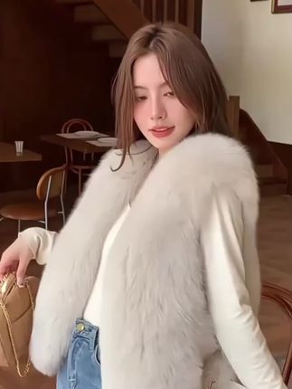 2025秋冬棉服坎肩外穿女保暖毛绒背心外套年轻款时尚气质毛毛马甲#爆款热卖中 #马甲