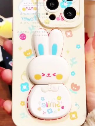 抖音旗舰新款兔子旋转镜子支架手机壳适用苹果15/13华为vivo小米oppo防摔#手机壳 #这也太好看了 ##也太可爱了吧 #这个手机壳真的长在我心巴上了