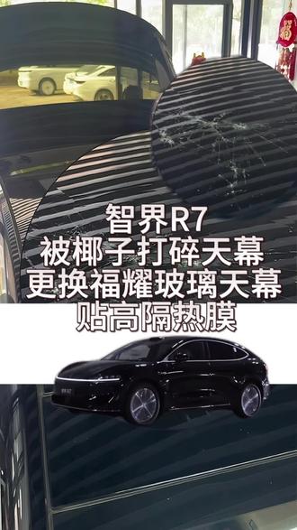 新能源天幕被椰子打破了怎么办?放心!儋州福耀会出手的!#更换天幕玻璃 #儋州更换玻璃 #儋州贴膜 #智界R7 #专业的事情交给专业人去做