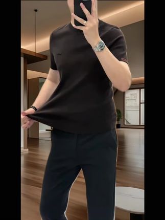 男士商务休闲轻奢短袖 #男士穿搭 #简单穿出高级感 @巨量千川