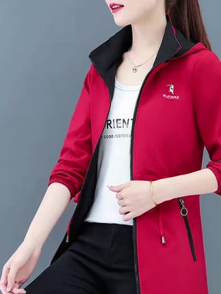 【官方品牌】啄木鸟两面穿休闲风衣女宽松中长款女士2025新款上衣潮