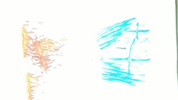 手绘火柴人火元素和冰元素。