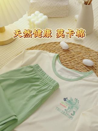 睡觉可以穿,上学可以穿,精梳棉莫代尔的面料真的太健康了,穿起来舒适保暖又透气#高品质童装 #秋季套装新款 #面料舒适透气