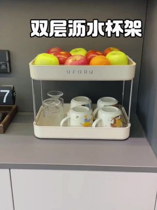 餐边柜放一个双层沥水杯架,杯子可以收纳的很整齐,放化妆品啥的也很合适#杯架 #沥水杯架 #多功能置物架 #收纳整理 #家居好物