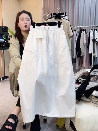 黑色明线工装半身裙女2025新款宽松高腰气质过膝中长款裙子#半身裙中长款 #超便宜超划算 #工装半身裙 #谁穿谁好看系列 #爆款热卖中