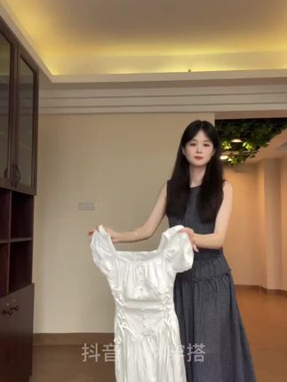 设计感绑带收腰吊带裙夏季长款A字连衣裙#设计感穿搭 #连衣裙穿搭 #每日穿搭 #今天穿什么 #穿搭分享
