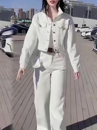 2025高级时尚牛仔套装女春宽松大码显瘦气质洋气网红高档两件套潮