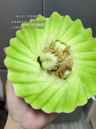 家人们!挖到宝啦!就这个超好吃的冰淇淋甜瓜,冰淇淋的口感,果肉绵软多汁,入口即化,冰镇一下更过瘾!#强烈推荐 #应季水果 #快来一起尝个鲜 #新鲜采摘 #优质水果