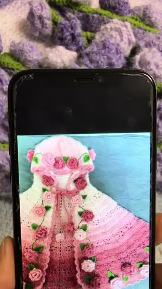 玫瑰花披肩(斗篷)镂空花的教程