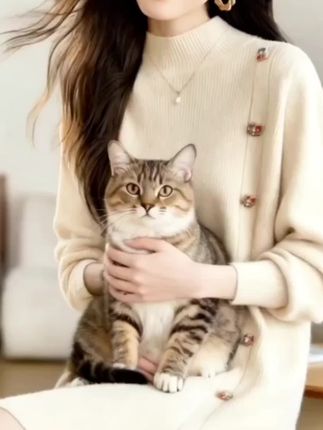 恒源祥集团半高领针织羊毛裙女秋冬洋气减龄中长款遮屁股毛衣裙#优雅气质 #减龄气质 #每日分享 #美爆了 #女神范