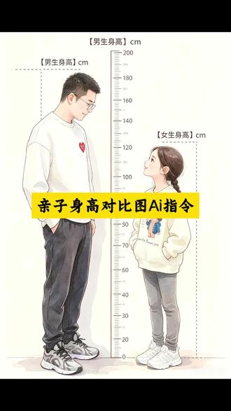 不想错过你每天都成长 亲子身高对比图Ai指令 亲子身高对比图生成器 #儿童身高发育 #剪映 #剪映图片设计 #身高对比图 #孩子的身高