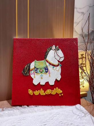 【马上有钱】玄关金元宝摆台教程#原创#丙烯肌理画#摆台#马年画马 #抖音二创激励计划