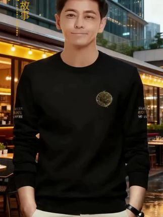 罗蒙新品上市,圆领卫衣,商务休闲,烫钻设计,个性十足!#打底衫 #男装t恤 #品质男装 #强烈推荐 ##男士穿搭