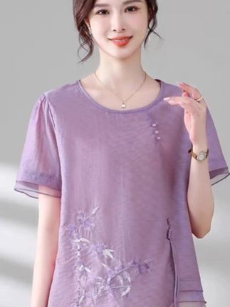 中年妈妈夏装套装2024新款中老年人洋气夏季短袖大码薄款国风女装#中老年女装 #妈妈装 #洋气套装 #国风套装 #好物推荐🔥