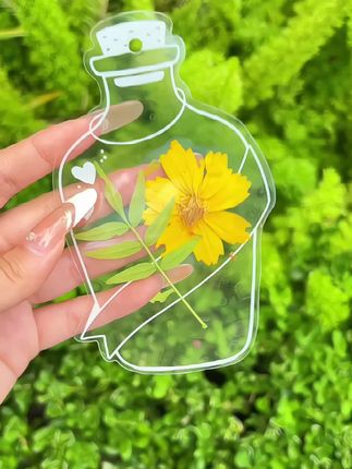 干花书签植物透明标本,儿童手工DIY,儿童自制干花捡秋叶#手工diy #标本 ##干花书签