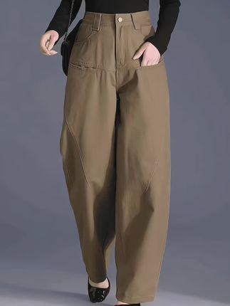 2025秋季新款女裤高腰宽松时尚,显瘦大码灯笼休闲裤子卡其色镰刀裤休闲裤#夏季穿搭#高级穿搭#简约大气#高级感穿搭 #显瘦显高显腿长