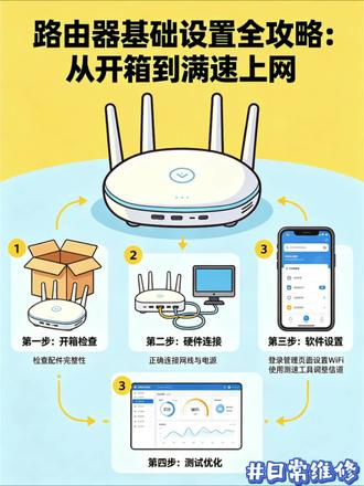 路由器基础设置系列,一学就会的全攻略,从开箱到满速上网,一步都没省略!#每天跟我涨知识 #一分钟干货教学 #网络路由 #知识分享 #装维日常