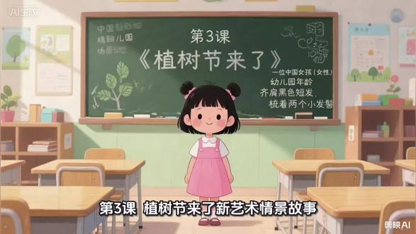 新艺情景故事绘画,《植树节来了》