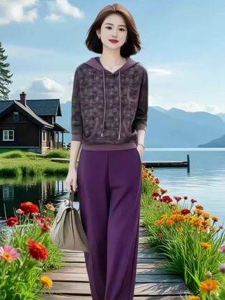 #秋季日常实用穿搭思路分享 2025年春秋新款时尚套装女复古风洋气连帽印花长袖卫衣休哈伦裤 #时尚穿搭 #通勤休闲搭 #洋气减龄通勤穿搭如何摆土气感#被秋日氛围感穿搭拿了