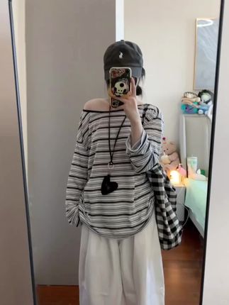 这件条纹上衣真的好舒服啊#我的ootd穿搭 #穿搭ootd #今日穿搭 #温柔风穿搭