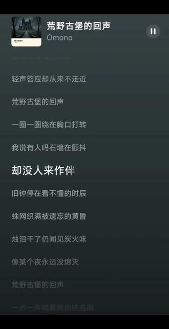 《荒野古堡的回声》已上线汽水音乐,感谢收听及分享。#音乐视频来了 #超音量计划 #荒野古堡的回声Omono