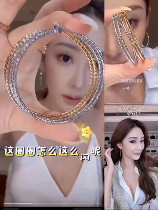 #来自美图秀秀 TWINS LULU 流光风 秋上新小众氛围感配饰时尚素圈耳环TSL2255