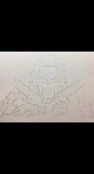 画个三角洲红狼 头甲枪胸挂背包 花来~ 红狼蚀金玫瑰 未上色 想看后续请关注我哦😁#手游三角洲行动 #创作者中心 #创作灵感 #红狼蚀金玫瑰 #手绘