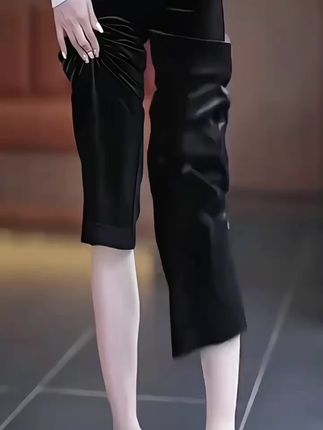 金丝绒窄版阔腿裤女2025新款高腰直筒裤大码黑色休闲裤秋冬丝绒裤#高腰窄版阔腿裤 #休闲百搭#显瘦显高显腿长