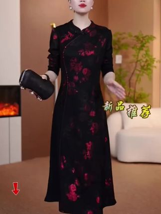 #显瘦穿搭 #气质连衣裙 #遮肉显瘦 #旗袍连衣裙