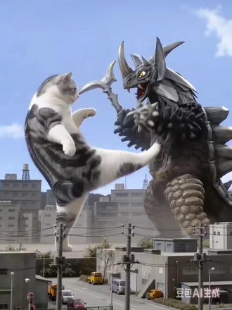 猫咪大战怪兽ai指令令制作教程来啦#猫咪大战怪兽#猫咪打怪兽 猫咪打怪兽ai #豆包ai 豆包出大片有两把刷子 ai猫咪大战怪兽制作教程#萌宠花式整活#豆包Seedance2.0