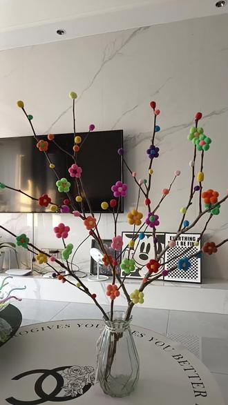 橡皮泥干束枝花,这题我也会哦#花朵手工制作