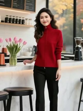 春秋妈妈针织羊绒开衫 #今年双11提前开场 #秋冬穿搭新鲜感在线 #早秋穿搭三分钟出门不是梦 #秋季微胖穿搭测评 #初秋一周不重样穿搭 @DOU+小助手