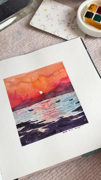 适合小白的风景水彩画教程来啦!#水彩画 #风景画 #水彩画教程 #水彩 #画画