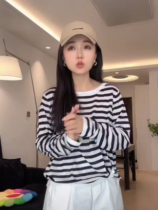 早秋款T恤女时尚显瘦100%莱赛尔条纹罩衫休闲百搭上衣HY2072 CC#条纹罩衫#休闲百搭#时尚穿搭#遮肉显瘦#秋季新款@DOU+小助手 @DOU+上热门