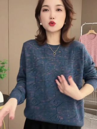 #上热门 【原版 正品~七彩棉线】2025年秋季新款女装韩版宽松圆领套头针织衫#女装 #好物推荐 #衣服 #时尚百搭 @DOU+小助手