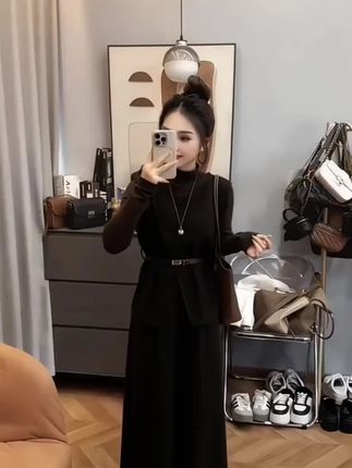 马甲打底衫半身裙三件套 #日常搭配 #时尚洋气 #百搭显瘦 #秋季搭配 #气质时尚穿搭