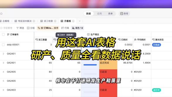 一张表彻底打通制造业工厂研产全链路#企业管理 #钉钉 #制造业 #工厂 #生产