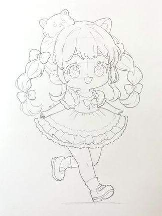 Q版动漫人物:女孩 行走动态女孩 #q版动漫人物 #动漫人物绘画 #跟着抖音学画画 #绘画过程
