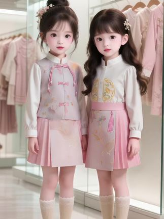 #甜美穿搭 #女童新中式套装 #女童古风汉服 #女童马面裙 #生女儿就要给她这样穿
