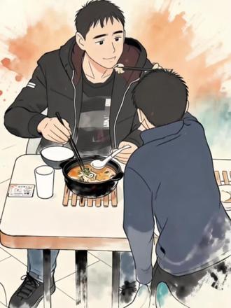 你养我小,我养你老。#父爱 #画一个故事 #父子