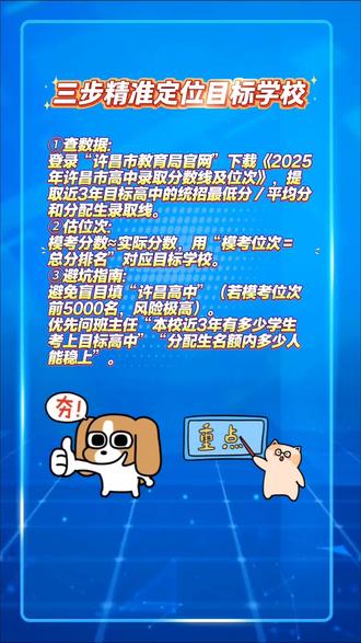 教你三步定位目标院校! #中考志愿 #高考 #许昌 #河南中考 #成绩分析
1,查数据
2,估位次
3,避坑指南