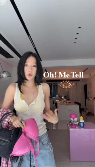 Oh!Me Tell【热辣海滩】美式性感辣妹挂脖绑带三角杯比基尼吊带#水蜜桃味的🍑#ohmetell