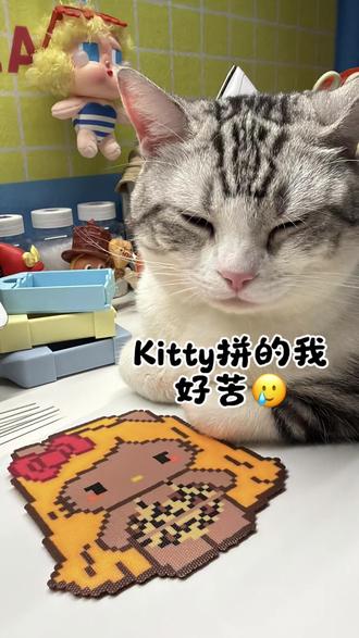 拼豆日记(3/100)拼这个Kitty真的是一波三折🥲#拼豆 #手工diy #我染上了拼豆 #拼豆日记 #三丽鸥