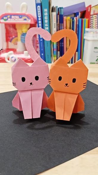 超萌的折纸小猫咪 拼在一起就是一个爱心,爱意满满#亲子手工#折纸小猫#手工教程#亲子折纸#手工素材