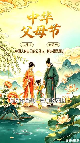中国人别再乱过父母节了
今天全网都在跟风过所谓的父母节
但很多人不知道
我们中国人,本就有自己正统的母亲节、父亲节
根本不用过西方舶来节日
农历六月初六 中华正统母亲节
敬嫘祖,念母恩,萱草寄深情
自古女儿六月六回门尽孝
农历三月初三 华夏正宗父亲节
三月三生轩辕,敬始祖,敬如山父爱
五千年华夏文明,自古重孝道
拒绝跟风西方节日,坚守我们自己的传统节日
知根源,懂感恩,传承中华孝道家风
#中华母亲节 #中华父亲节 #六月六母亲节 #三月三父亲节 #孝道传承