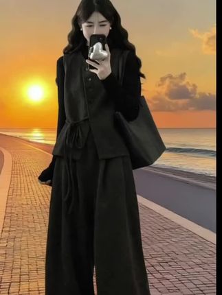 大码女装胖mm新款时尚显瘦毛呢马甲+T恤+阔腿裤三件套90一170斤可穿#时尚气质穿搭 #穿出自己的风格 #简约穿搭 #秋季穿搭 #美搭尽显女神范 @抖加🔥上热门🔥dou+🔥热点宝