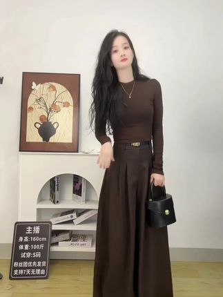 【早秋款高级腰带休闲阔腿裤裙裤显高显瘦显:/ 腿长】#显瘦#百搭#修身#休闲#阔腿裤